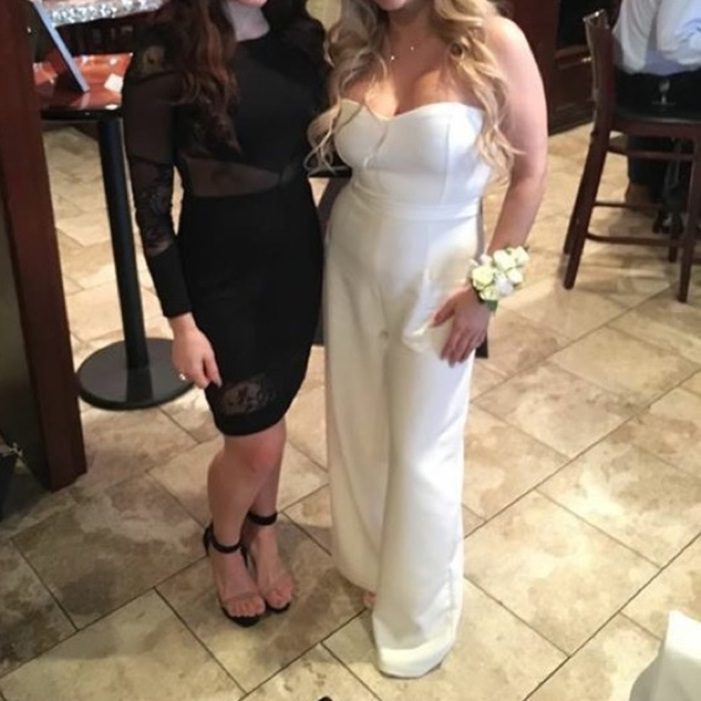 White strapless jumpsuit